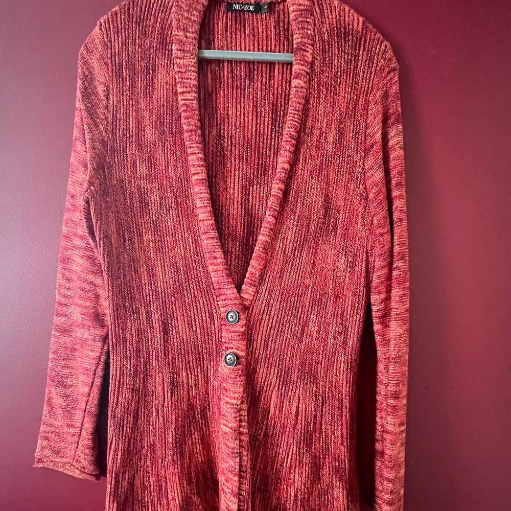 Nic+Zoe Two-button V-neck Cardigan: Size L